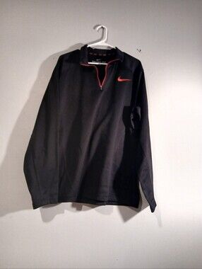 Nike Men's Black Quarter-Zip Pullover with Red Accent. Size XXL